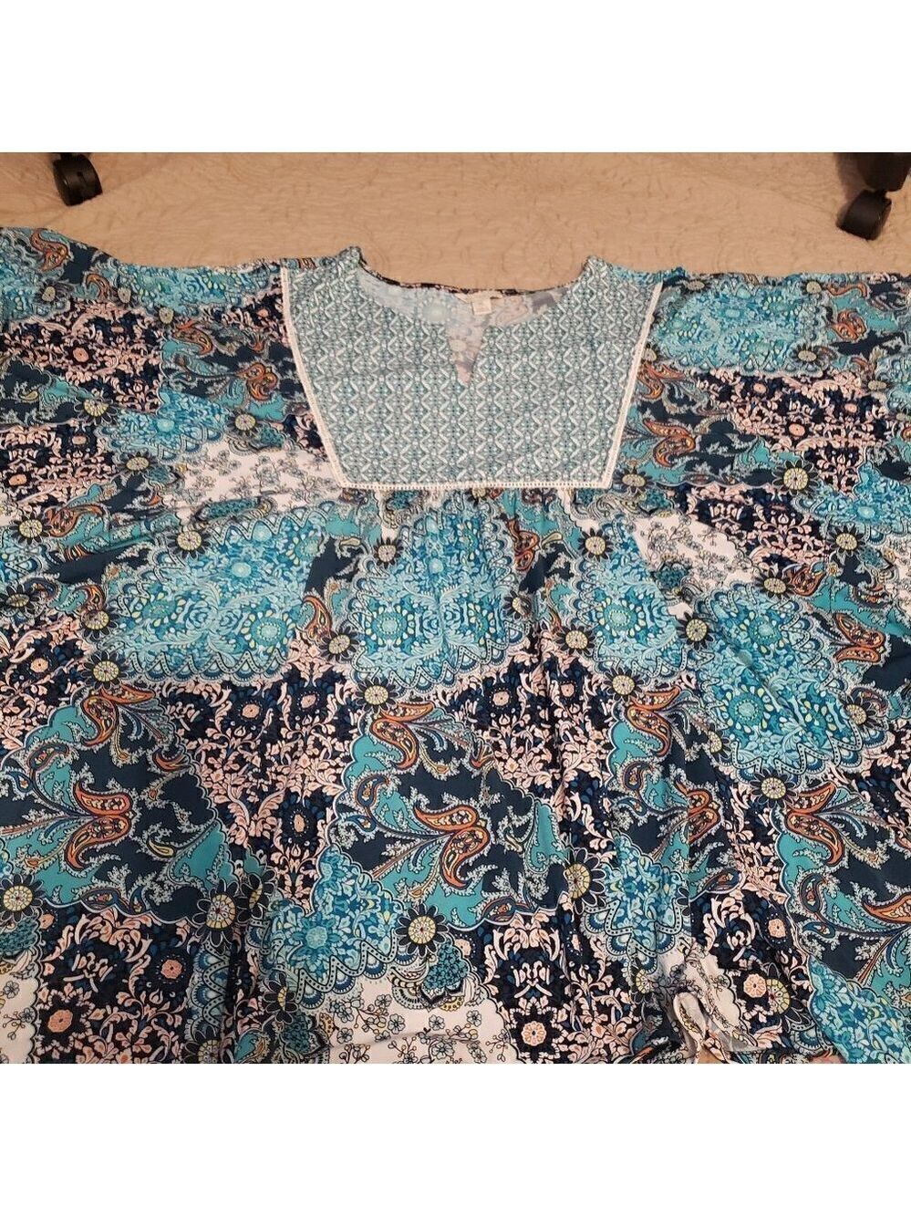 CATO Est 1946 Bright Paisley Dolman Sleeve Top